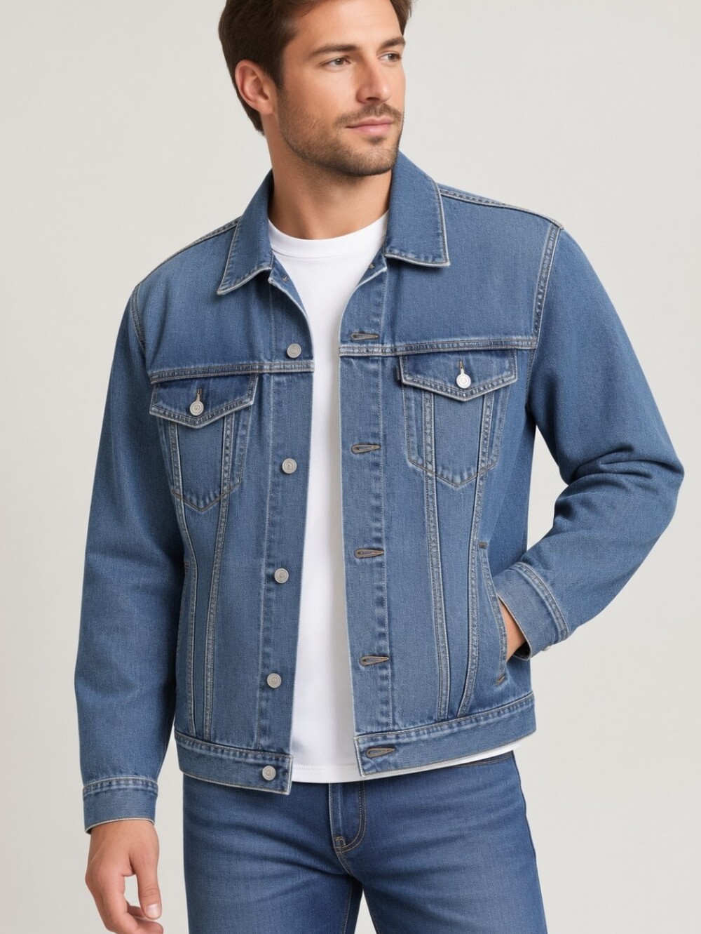 Signature by Levi Strauss Gold Men's Blue Denim Trucker Jacket New Size M